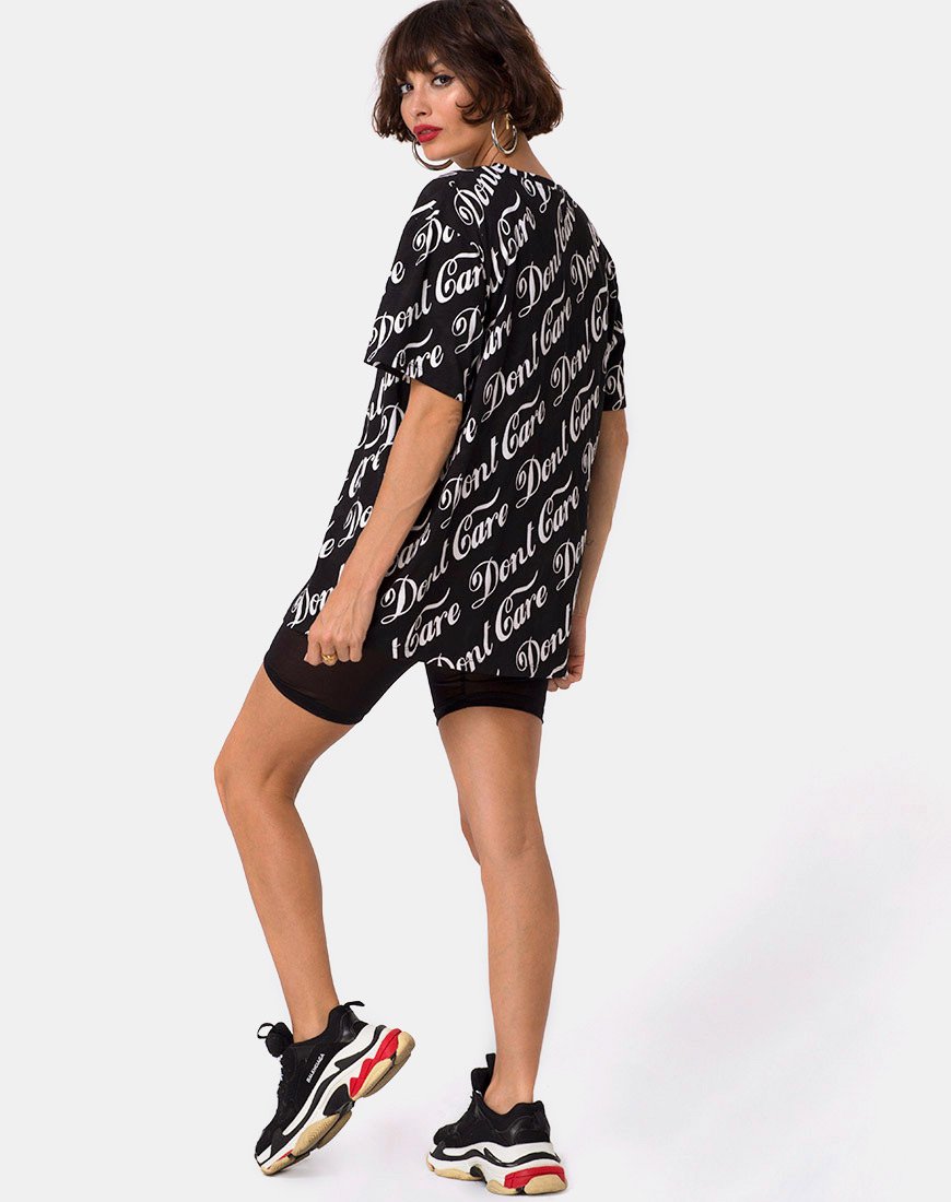 Imagen de Oversize Basic Tee in Black Don't Care Full Print by Mote