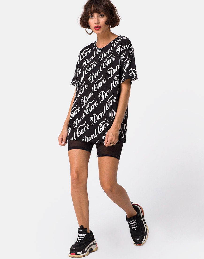 Imagen de Oversize Basic Tee in Black Don't Care Full Print by Mote