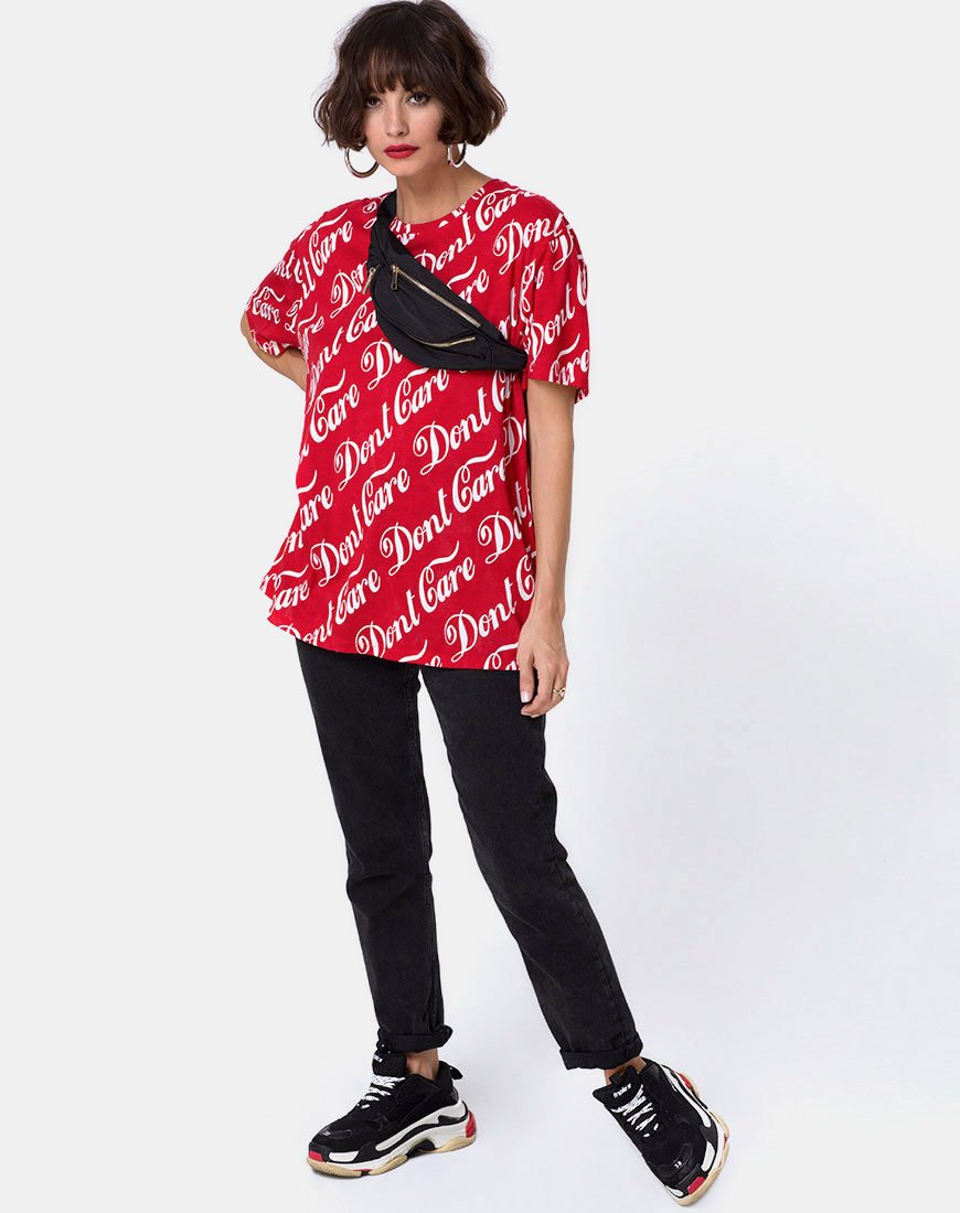Imagen de Oversize Basic Tee in Red Don't Care Full Print