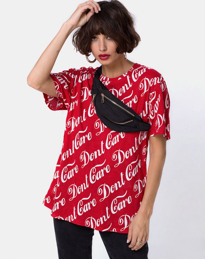 Camiseta básica oversize en rojo Don't Care Full Print