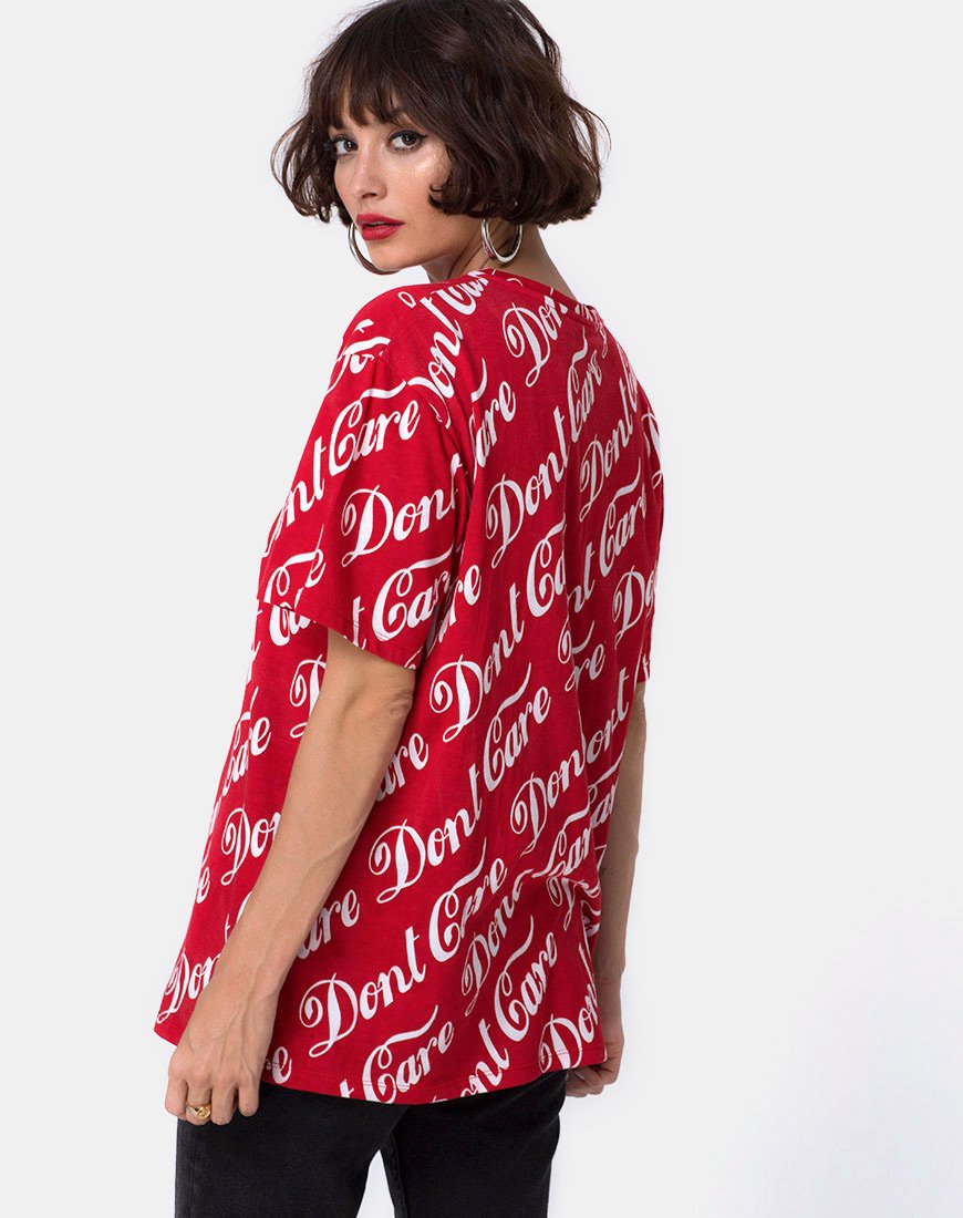 Imagen de Oversize Basic Tee in Red Don't Care Full Print
