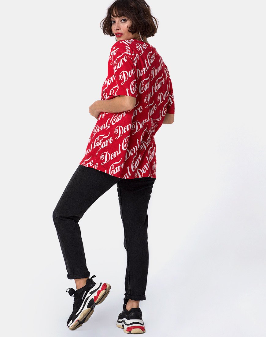 Imagen de Oversize Basic Tee in Red Don't Care Full Print