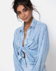 Image of Camisa Oxford de Rayas Básicas Azul y Blanca
