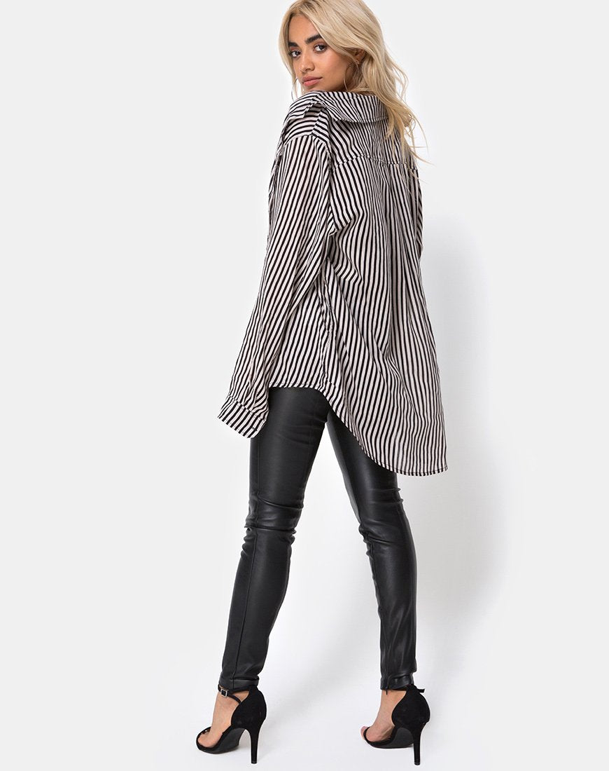 Imagen de Camisa Oxford en Mini Rayas Negras y Nude