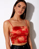 Imagen de Ozka Crop Top en Flor de Dragón Rojo y Dorado