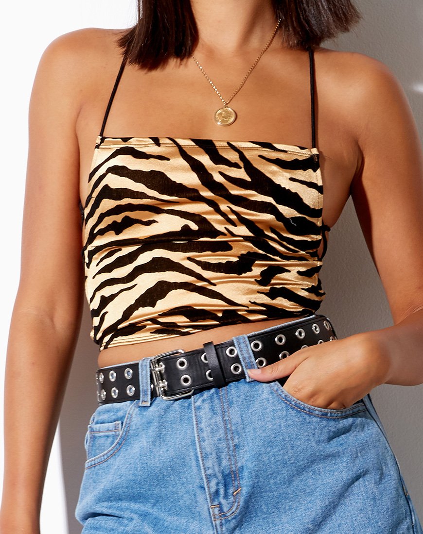 Crop Top Ozka en oro de tigre