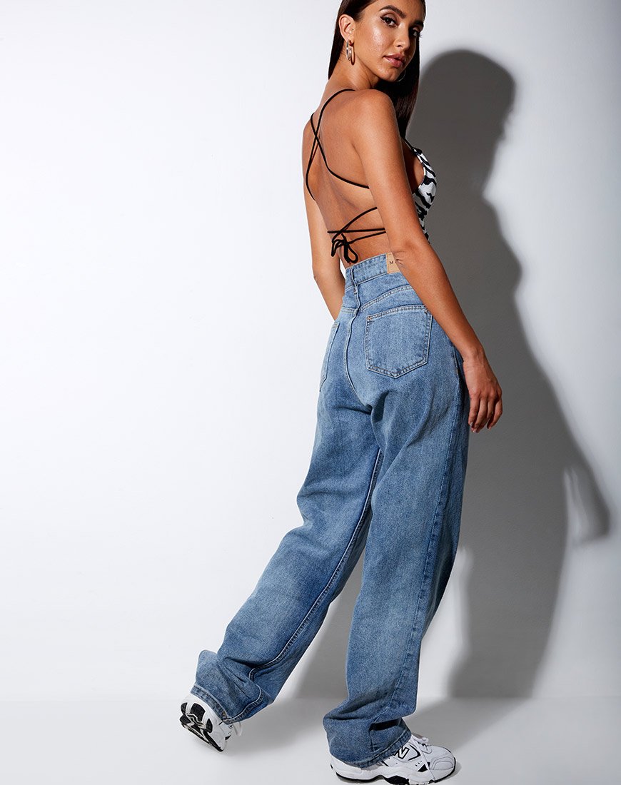 Imagen de Ozka Crop Top en Blanco y Negro Cebra Horizontal