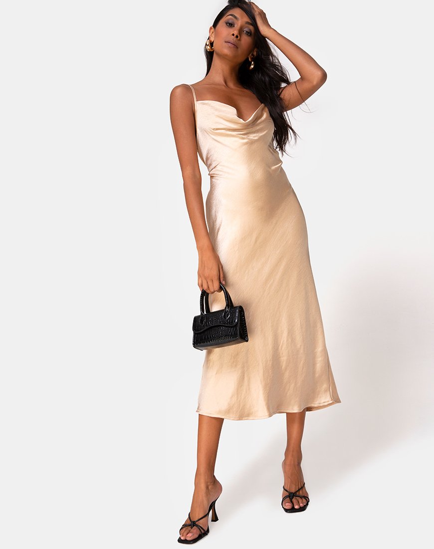 Vestido Palasha de satén dorado
