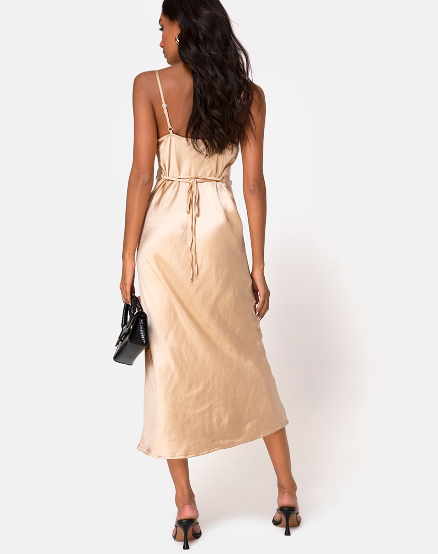 Imagen del vestido Palasha de satén dorado