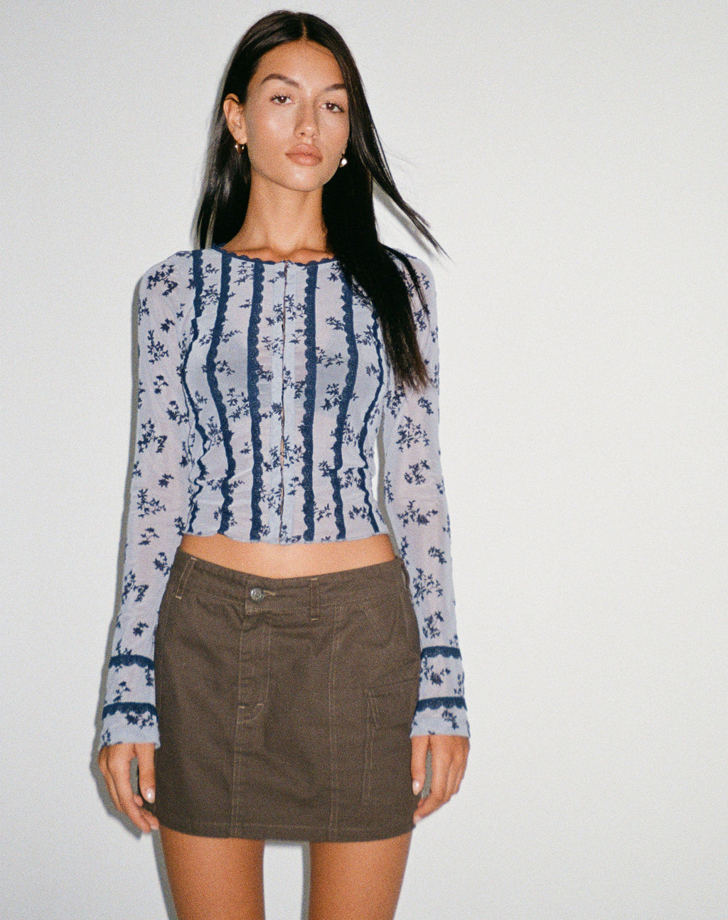 Panca Mesh Cardi en Azul Claro Negro Botanist Flocking