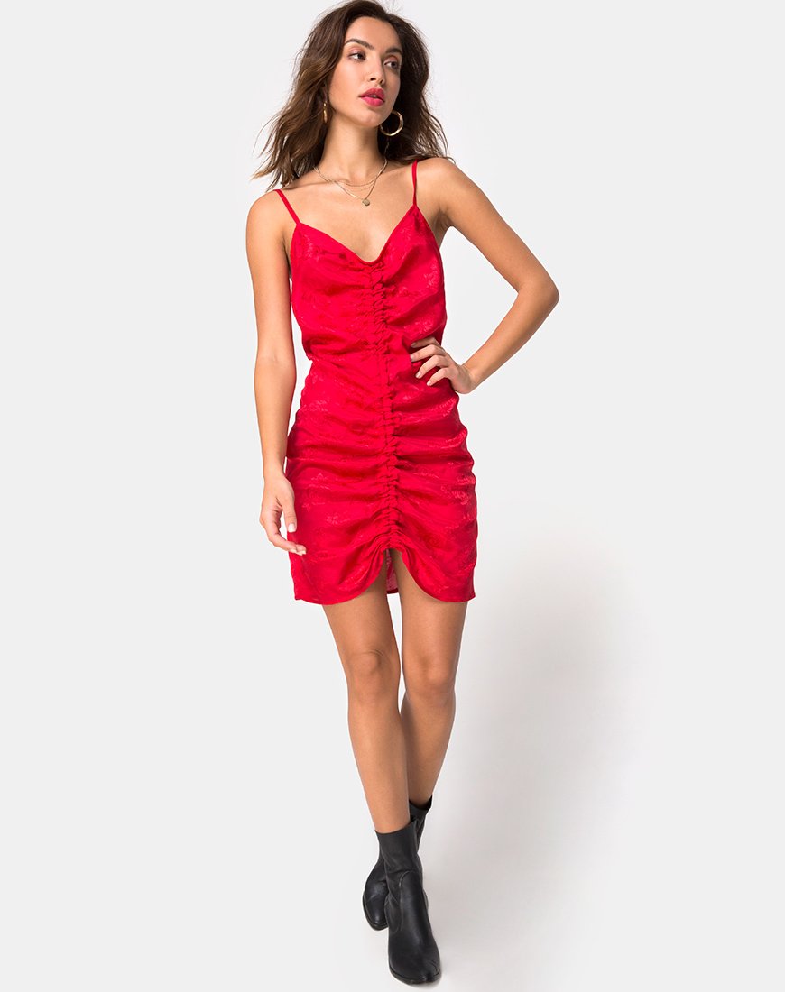 Imagen del vestido Panthus de satén rojo