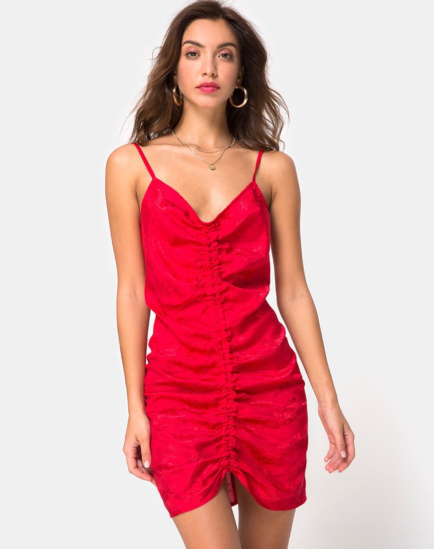 Vestido Panthus en satén rojo