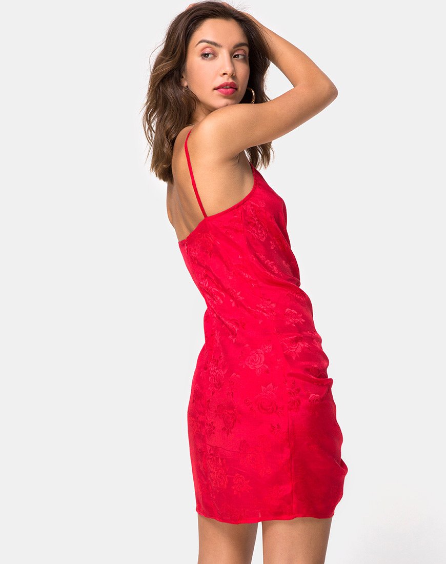 Vestido Panthus en satén rojo