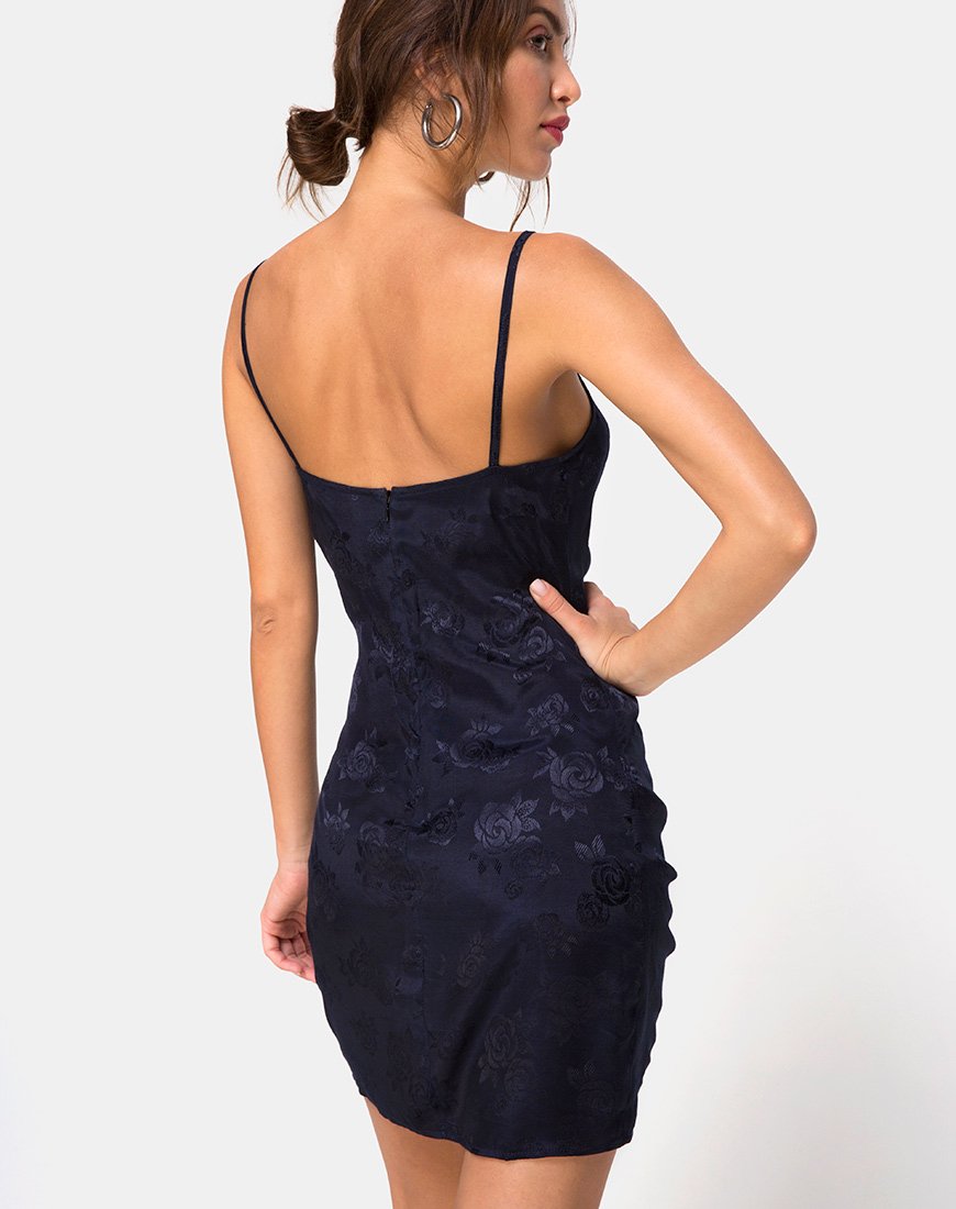 Imagen de Panthus Slip Dress in Navy Satin Rose