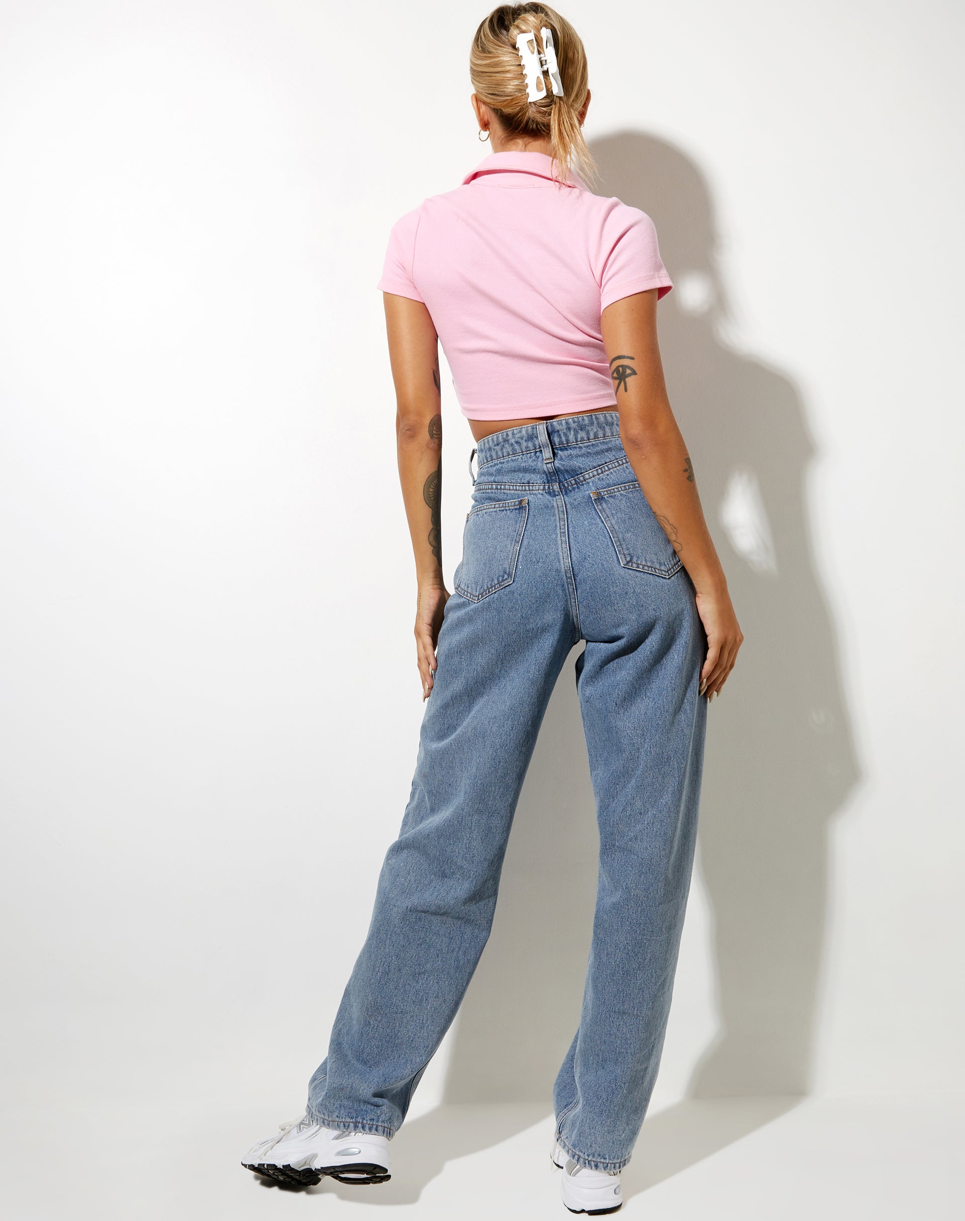 Imagen de Panya Cropped Shirt in Rib Baby Pink