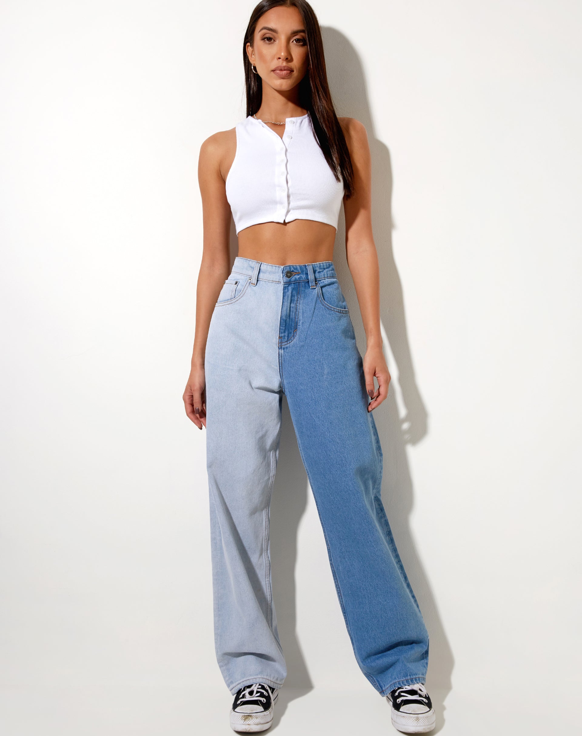 Imagen de Half and Half Parallel Jean en denim lavado claro y blanqueado