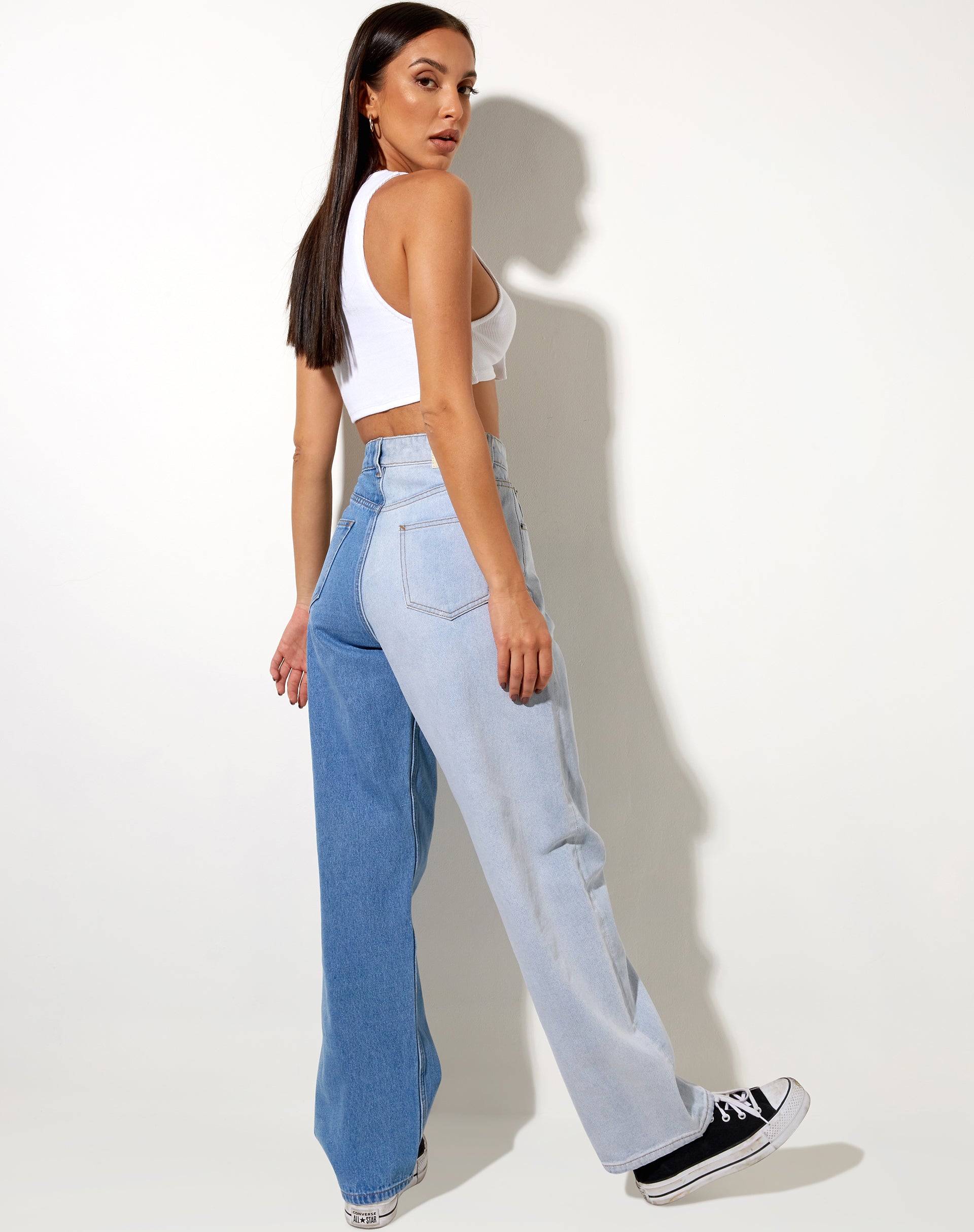 Imagen de Half and Half Parallel Jean en denim lavado claro y blanqueado
