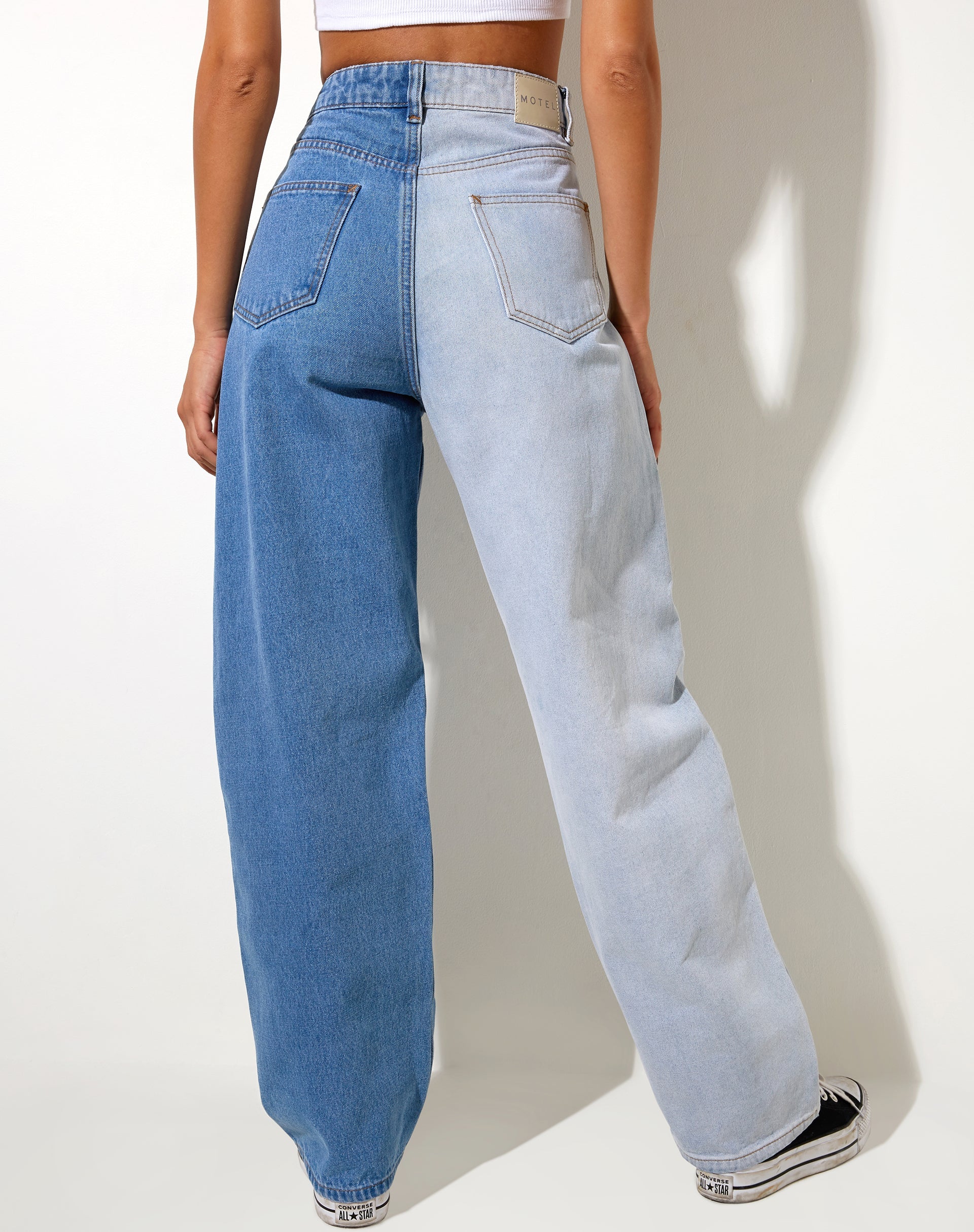 Imagen de Half and Half Parallel Jean en denim lavado claro y blanqueado