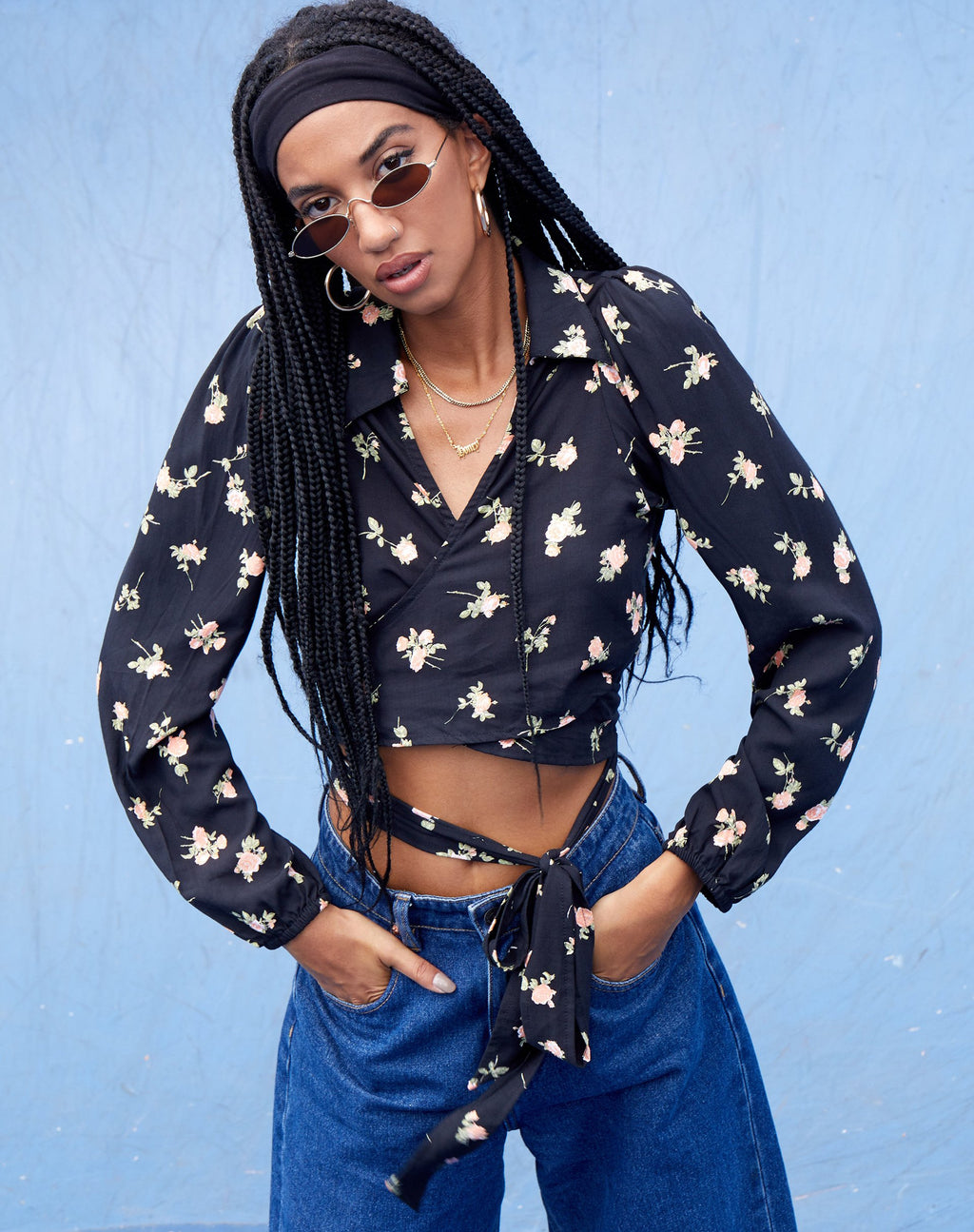 Briza Crop Top en Rose Garden Negro