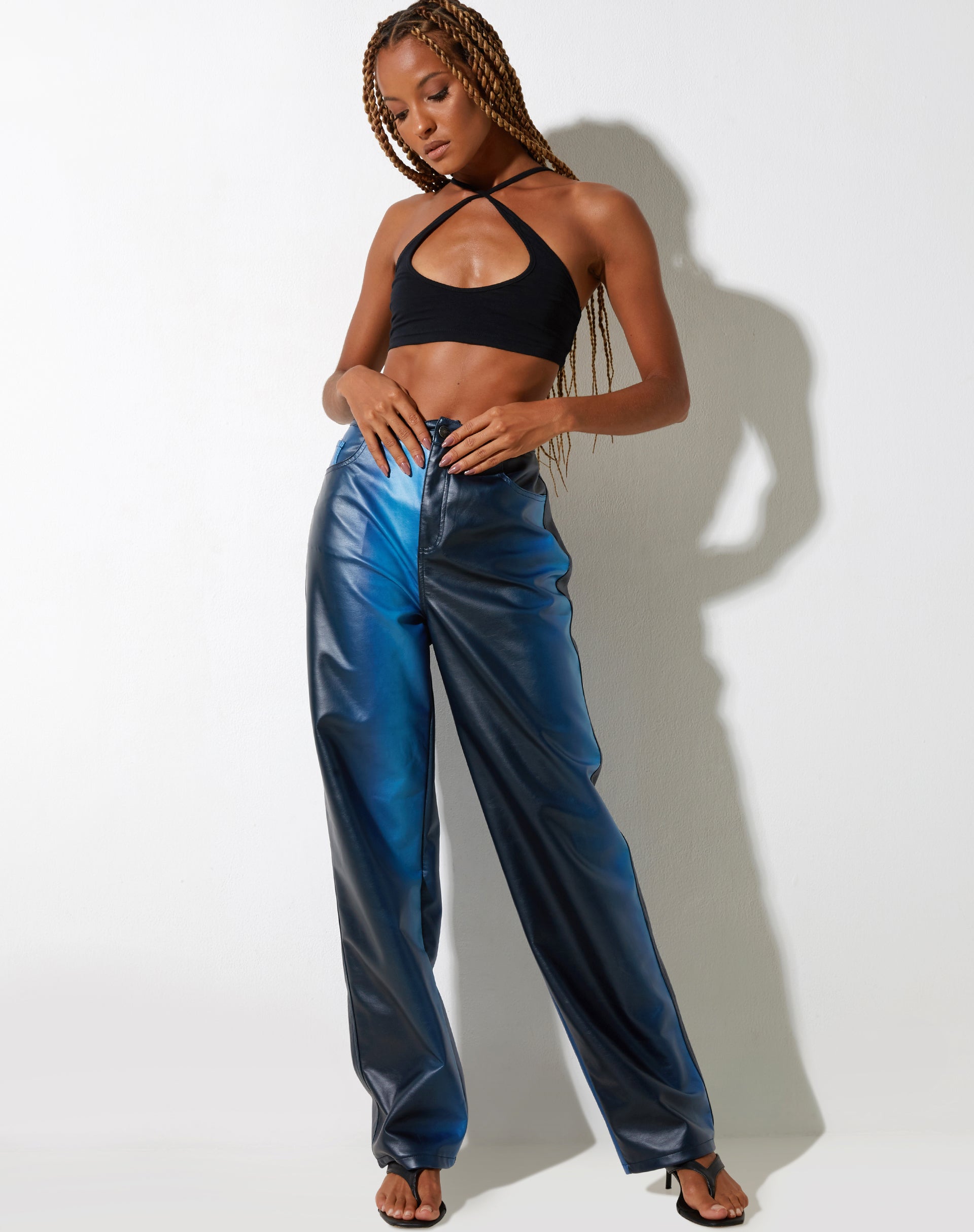 IMAGEN DE Pantalón Paralelo en PU Azul Ombre