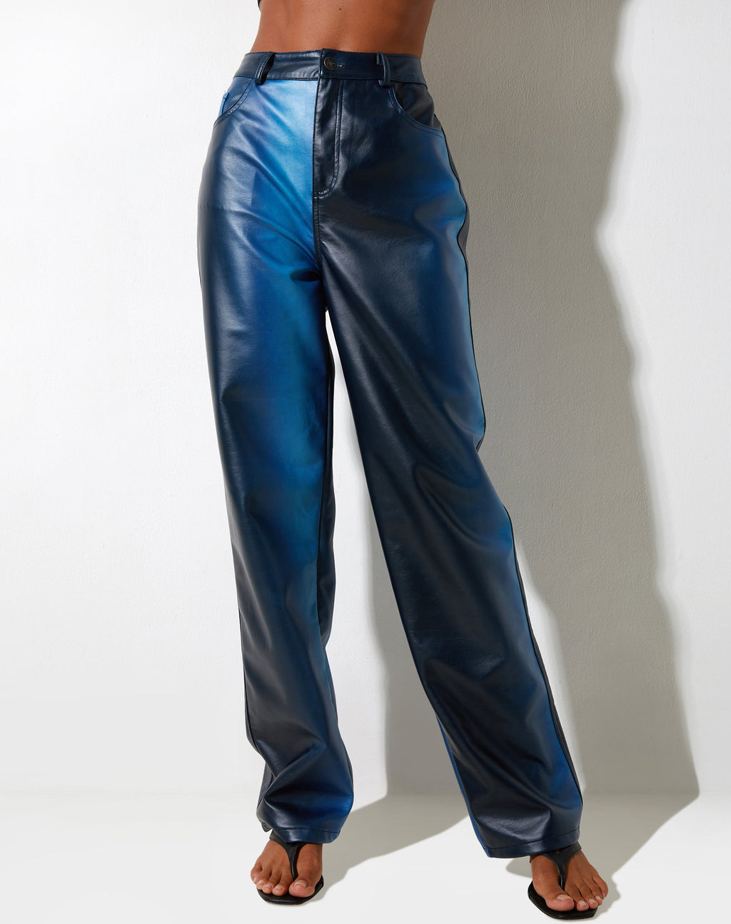Pantalón Paralelo en PU Azul Ombre