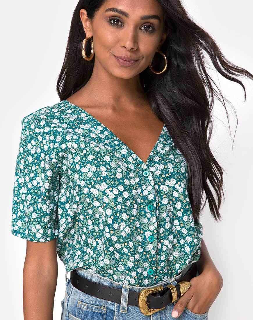 Top Parki en verde campo floral