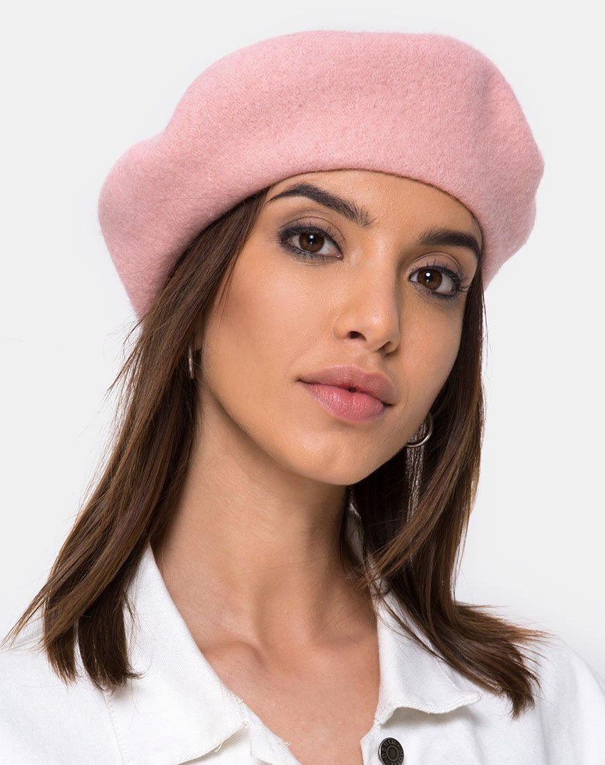 Boina de lana en rosa bebé