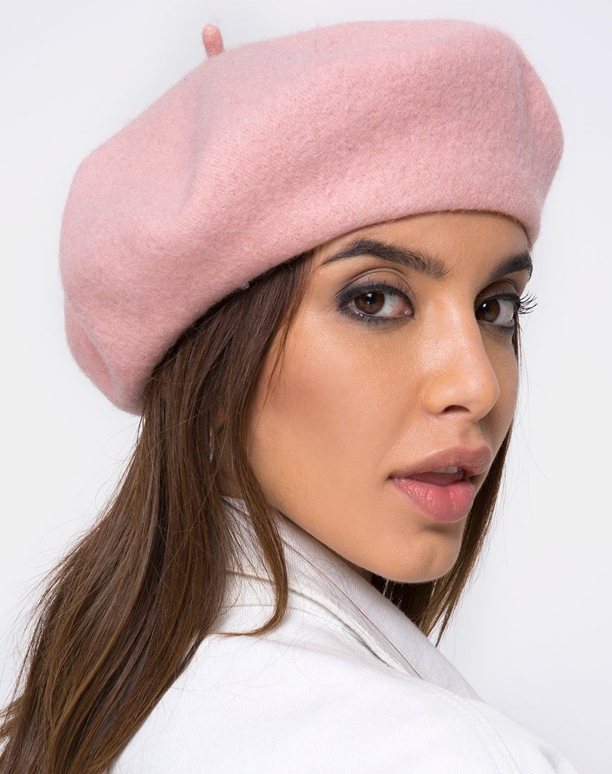 Boina de lana en rosa bebé