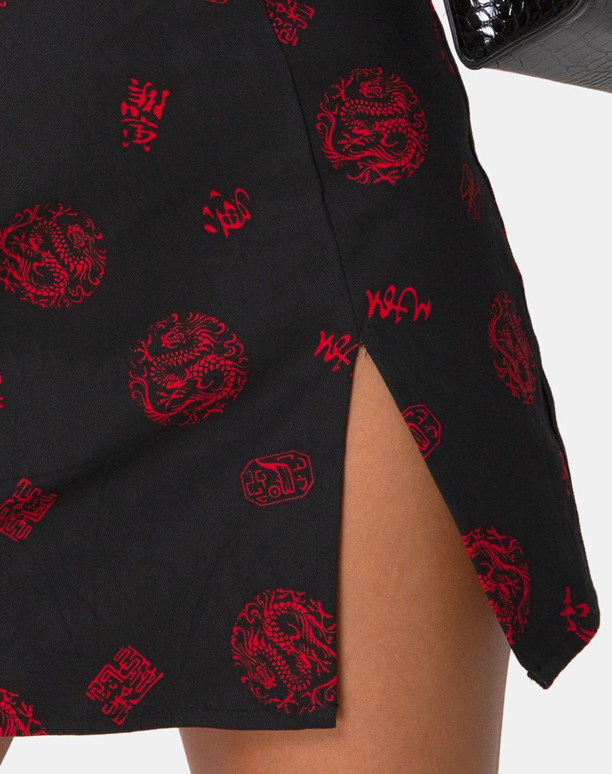 Imagen de la falda Pelmet en China Town Negro Rojo