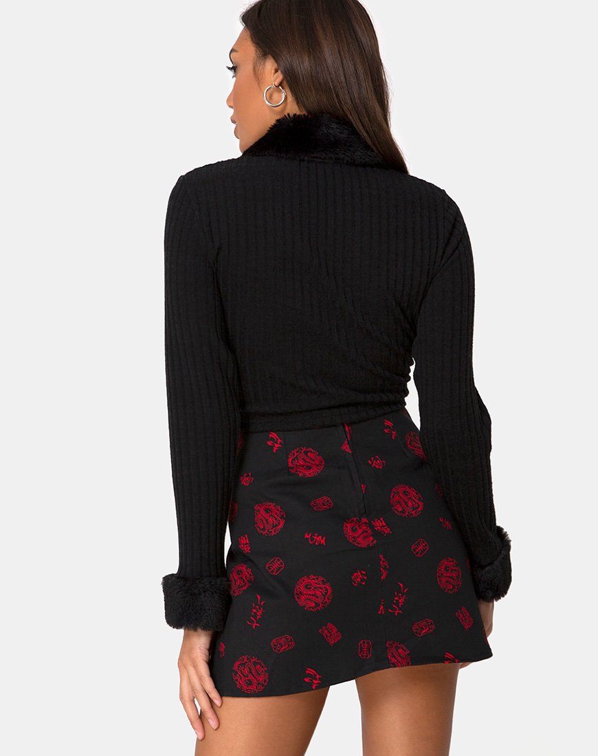 Falda Pelmet en China Town Negro Rojo