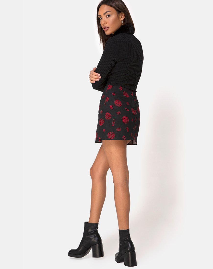 Imagen de la falda Pelmet en China Town Negro Rojo