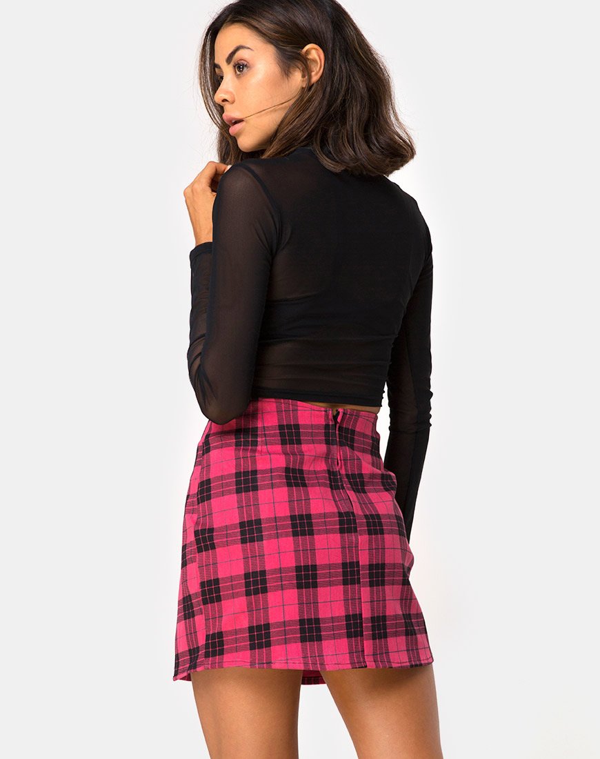 Imagen de la falda Pelmet en cuadros escoceses de invierno Rojo / Negro