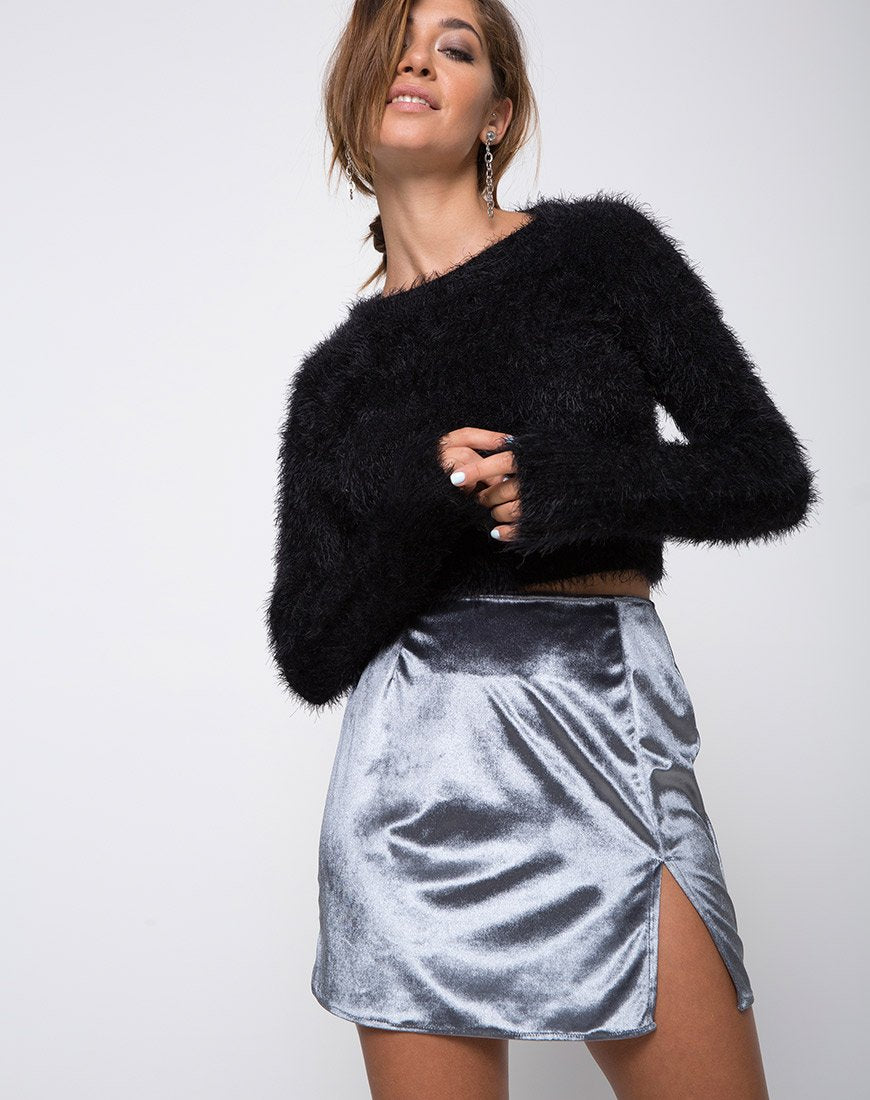 Minifalda Pelmet en terciopelo plata