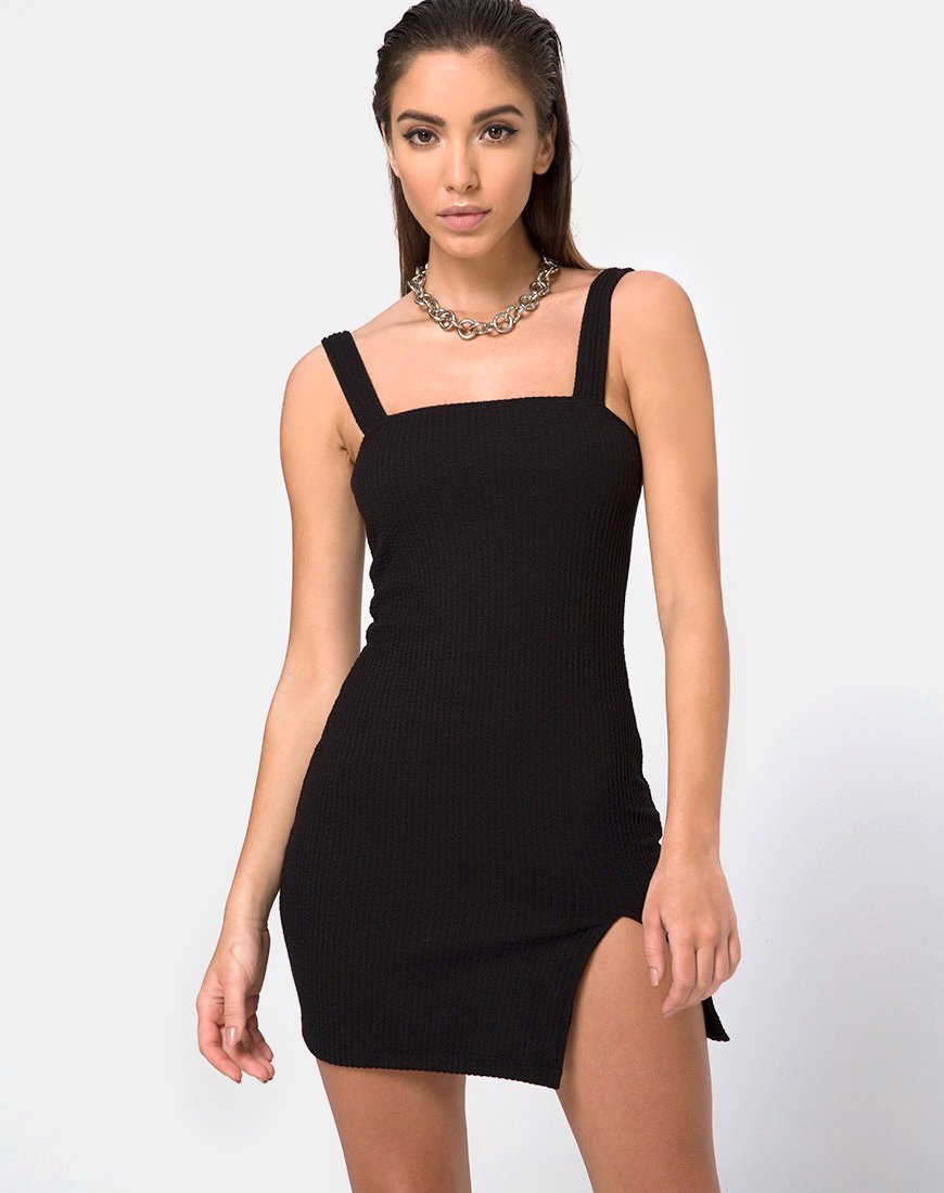 Imagen de Pendan Bodycon Dress in Rib Black