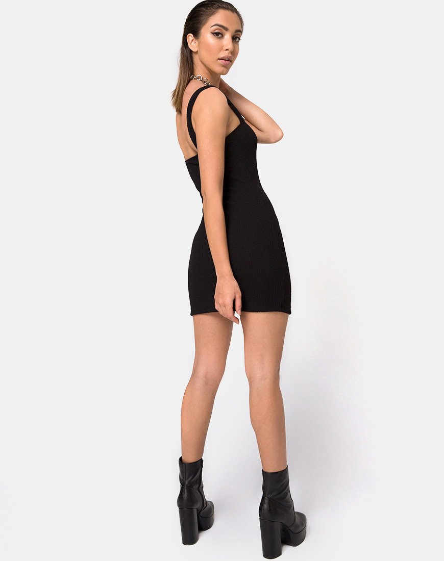 Imagen de Pendan Bodycon Dress in Rib Black