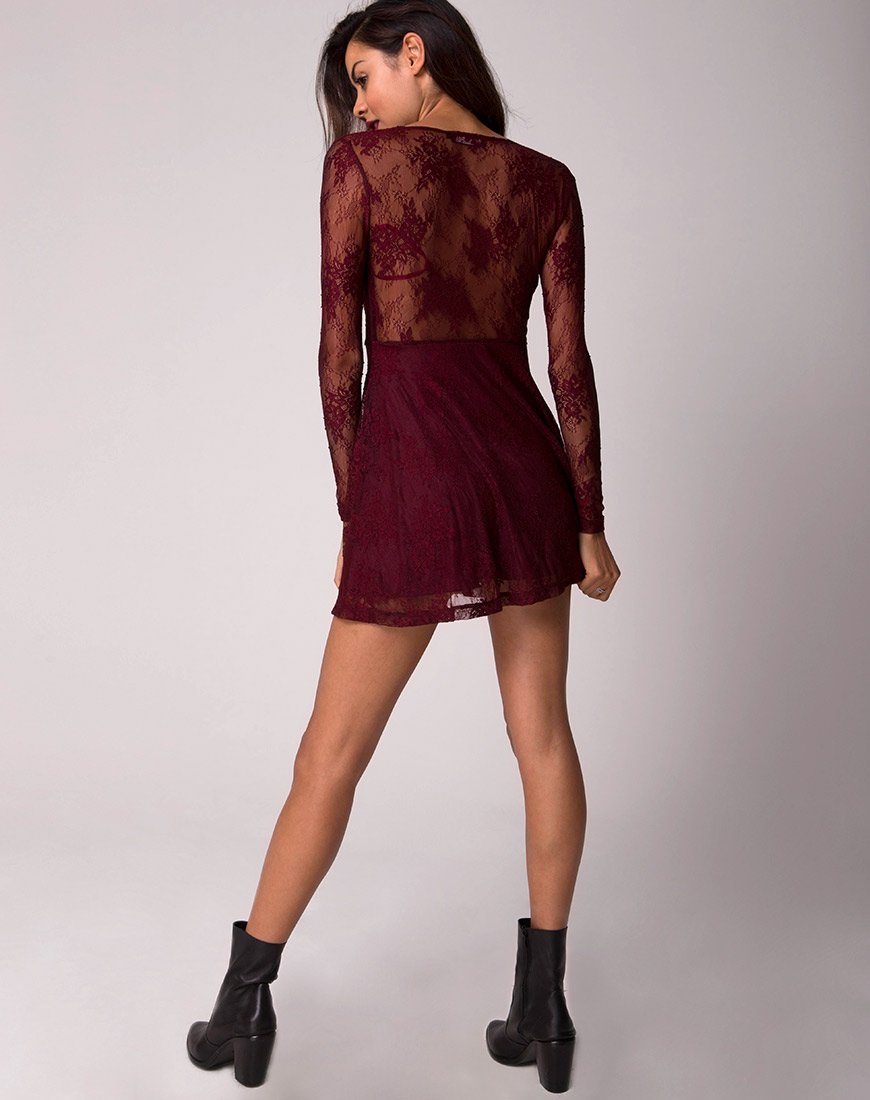 Imagen de Penley Skater Dress in Femme Lace Granate