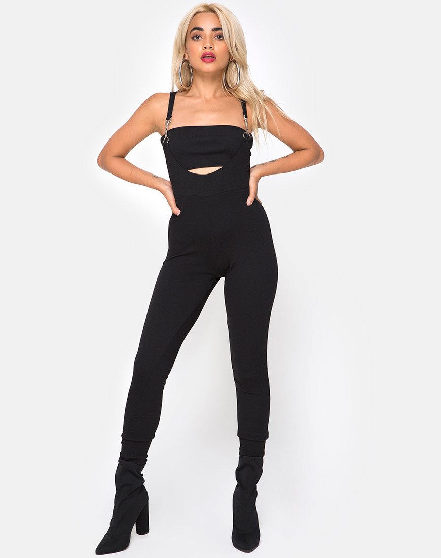 Penold Unitard en negro con gancho plateado