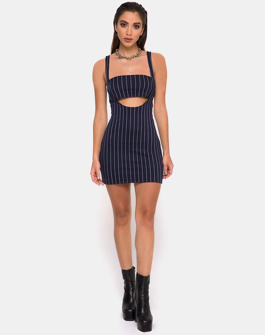Imagen de Petra Mini Dress in Navy Pinstripe