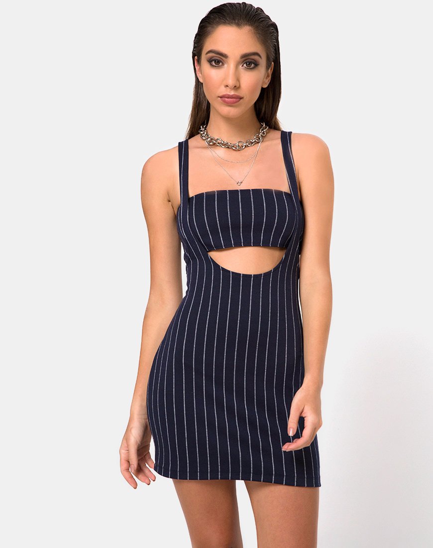Imagen de Petra Mini Dress in Navy Pinstripe