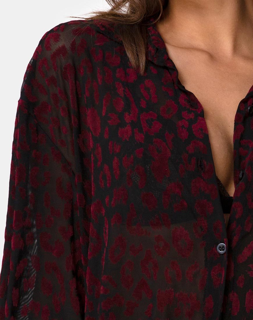Imagen de la camisa Phobe en red leopardo rojo