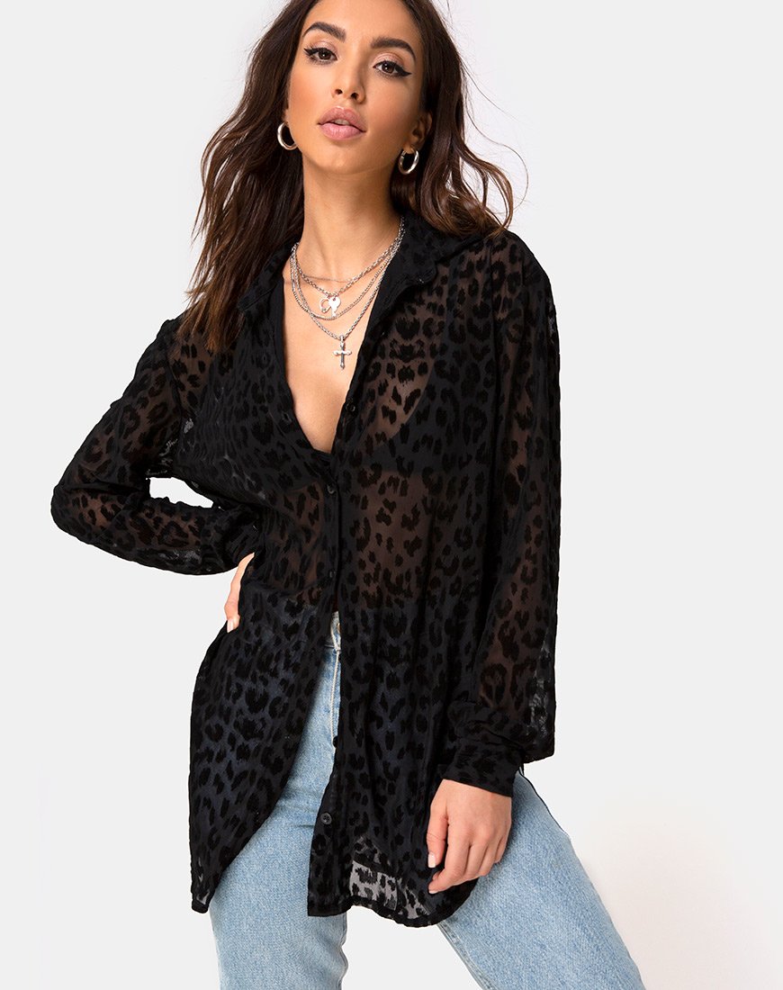 Camisa Phobe en Red Leopardo Negra