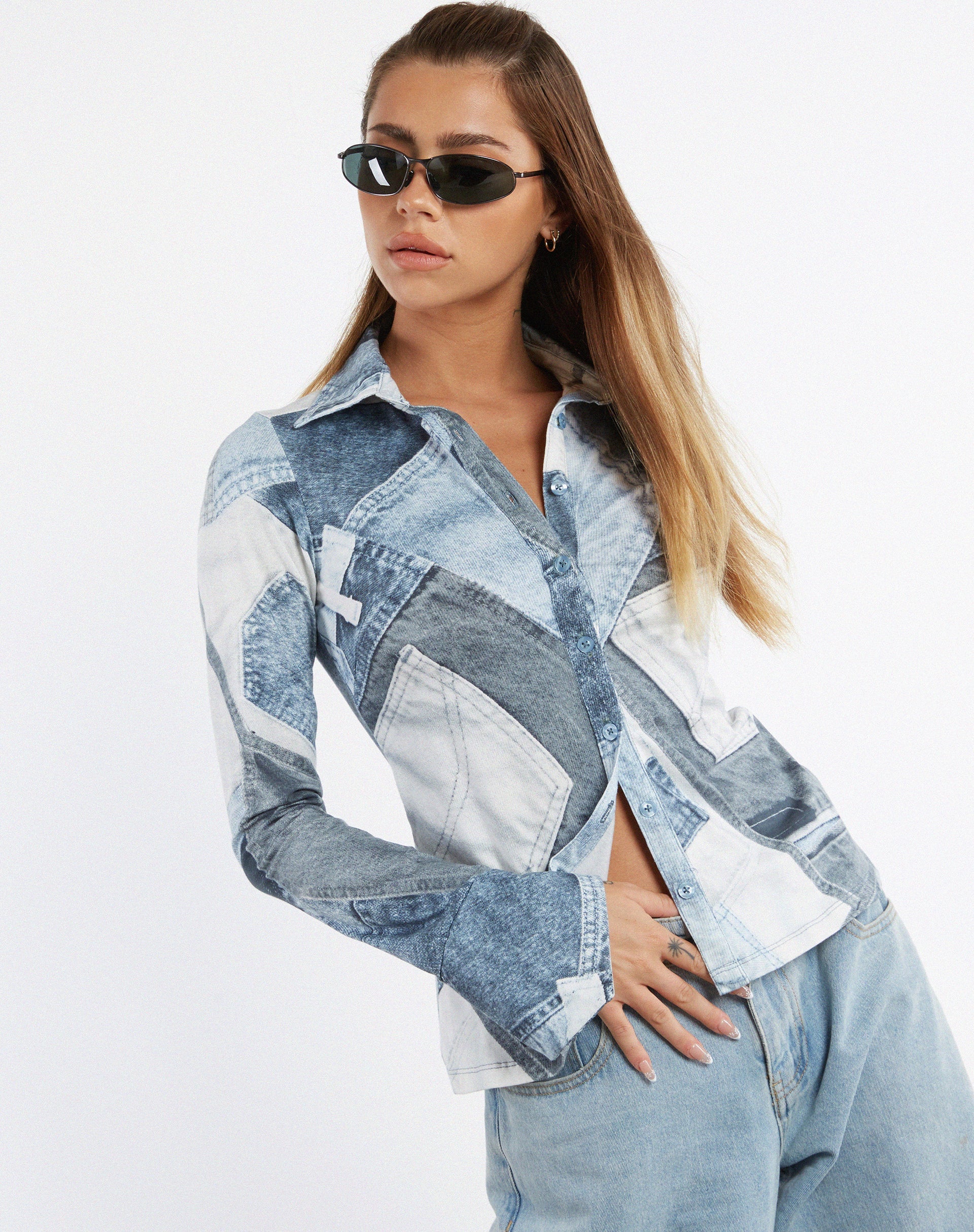 imagen de MOTEL X JACQUIE Phole Top in Denim Pocket