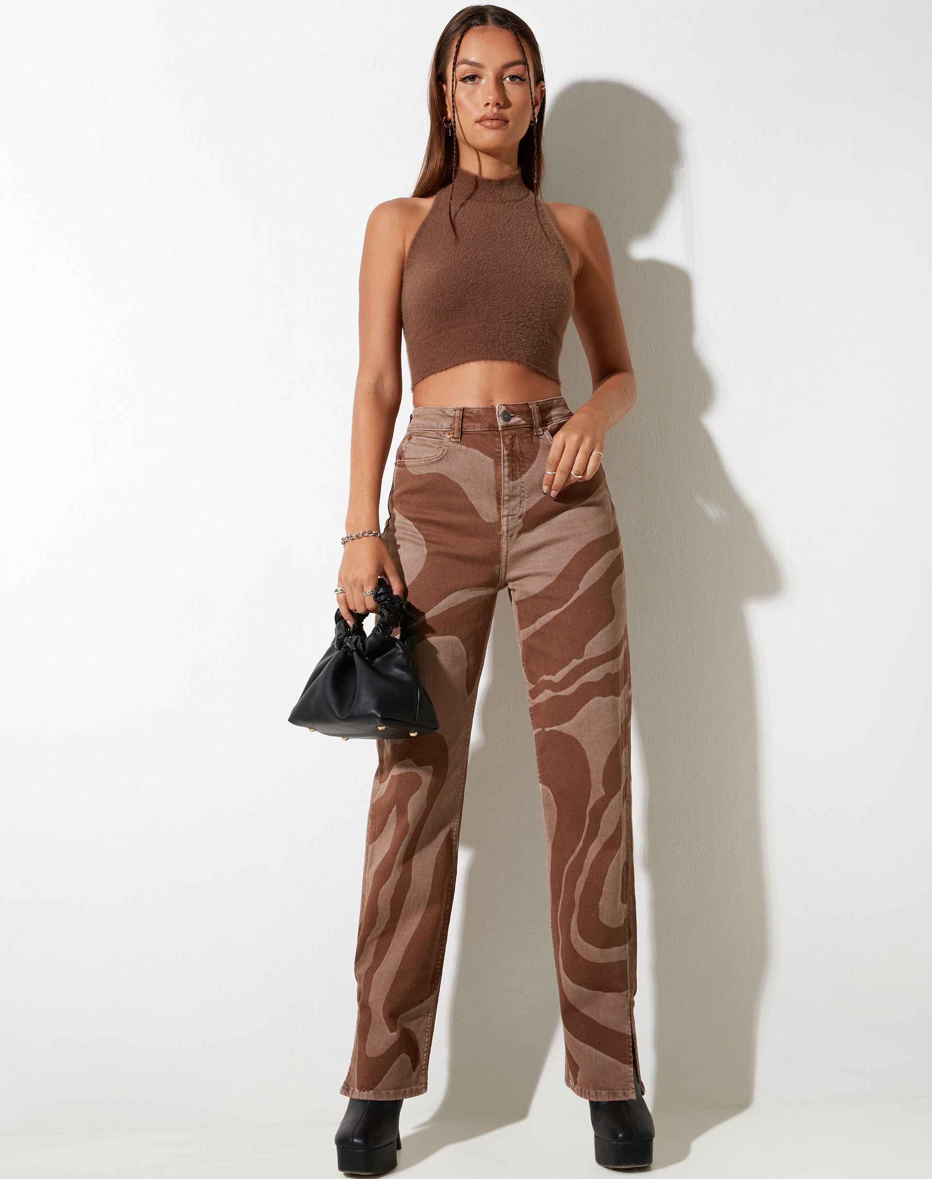 Imagen de MOTEL X IRIS Pikat Crop Top de punto Marrón