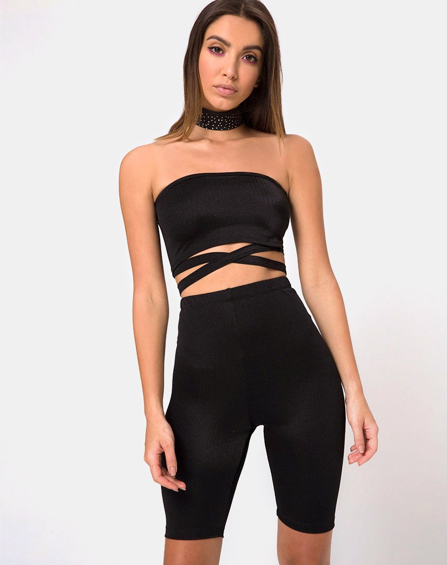 Pantalones cortos de cintura alta Pinella en negro
