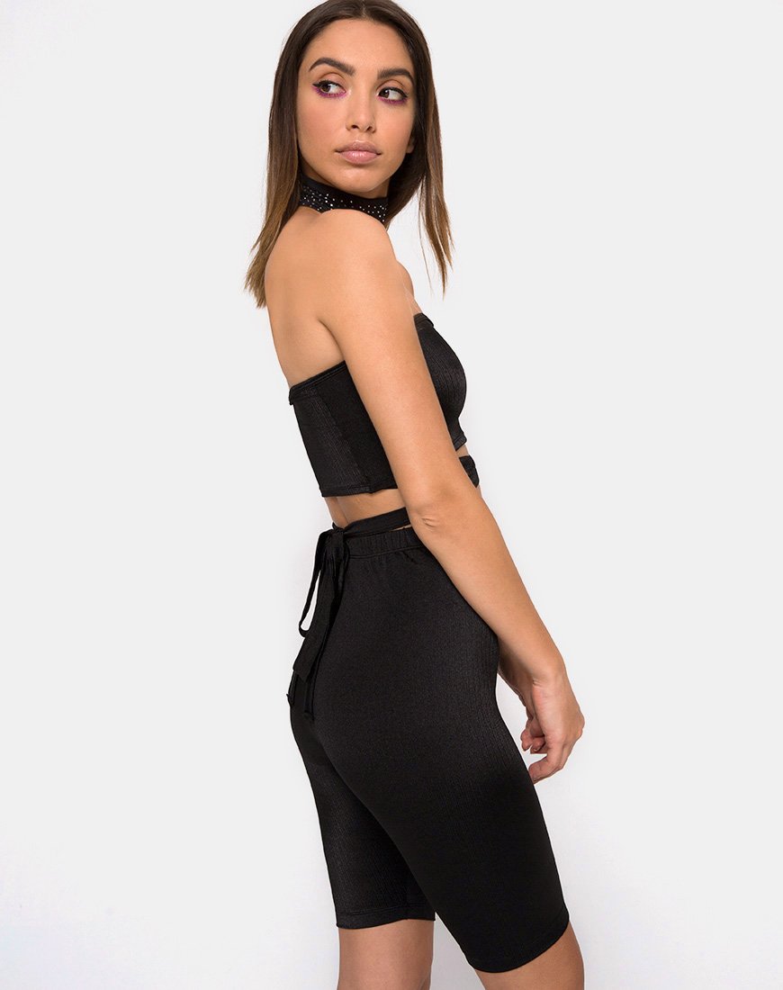 Pantalones cortos de cintura alta Pinella en negro