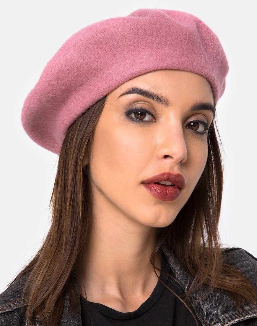 Boina de lana en rosa oscuro