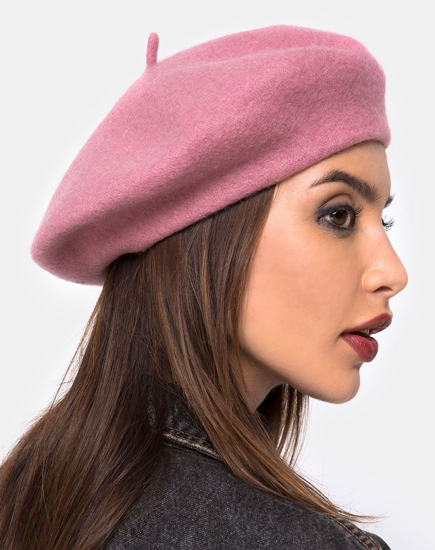 Boina de lana en rosa oscuro