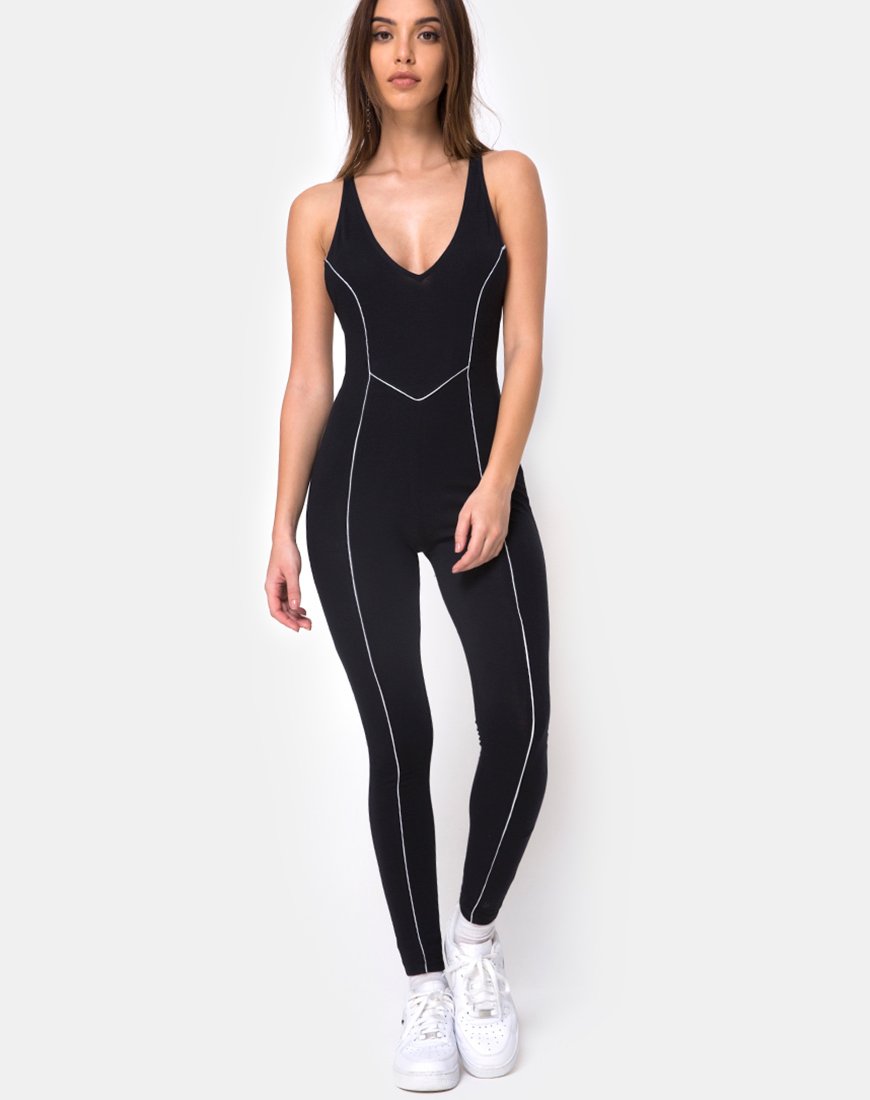 Traje de baño Pion Plunge en negro con ribetes
