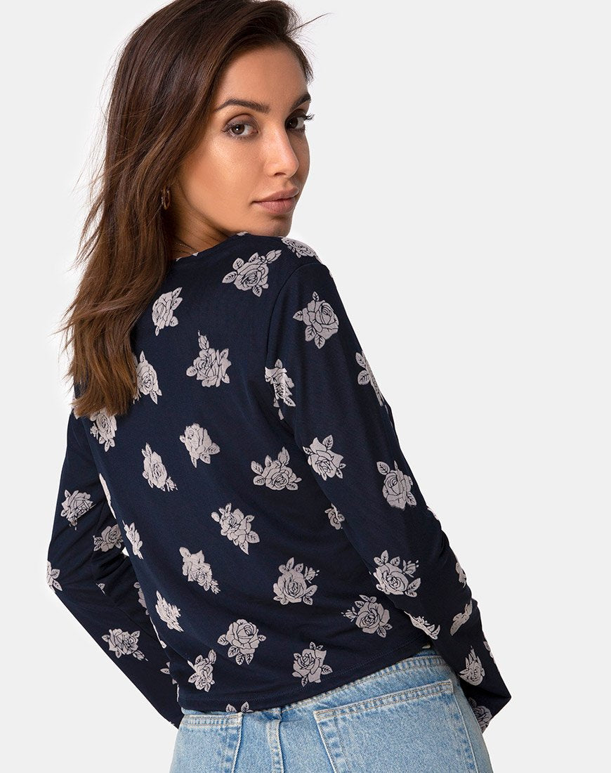 Imagen de Piqué Top en Malla Rosa Flock Negro