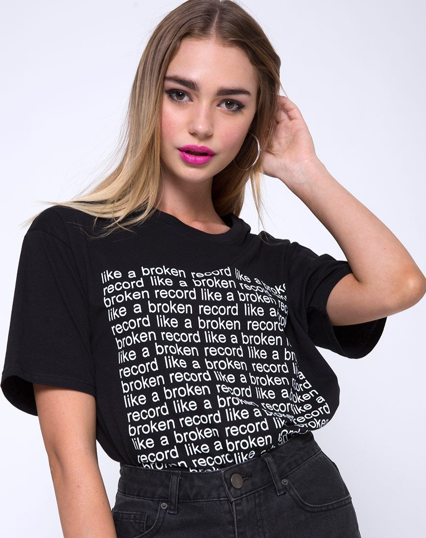 Imagen de OVERSIZE BASIC TEE CTN JERSEY 40S BLACKLIKE A BR (Z012733 BLACKLIKE A BRKN RCORDFRON)